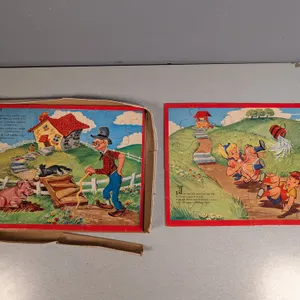 Vintage Wooden Nursery Rhyme Jigsaw Puzzles (Set of 2)