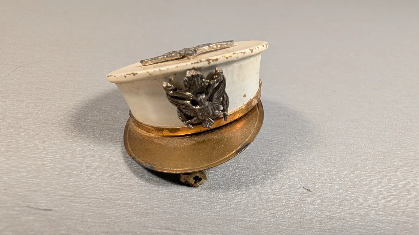 Vintage Military Hat Locket with Photos