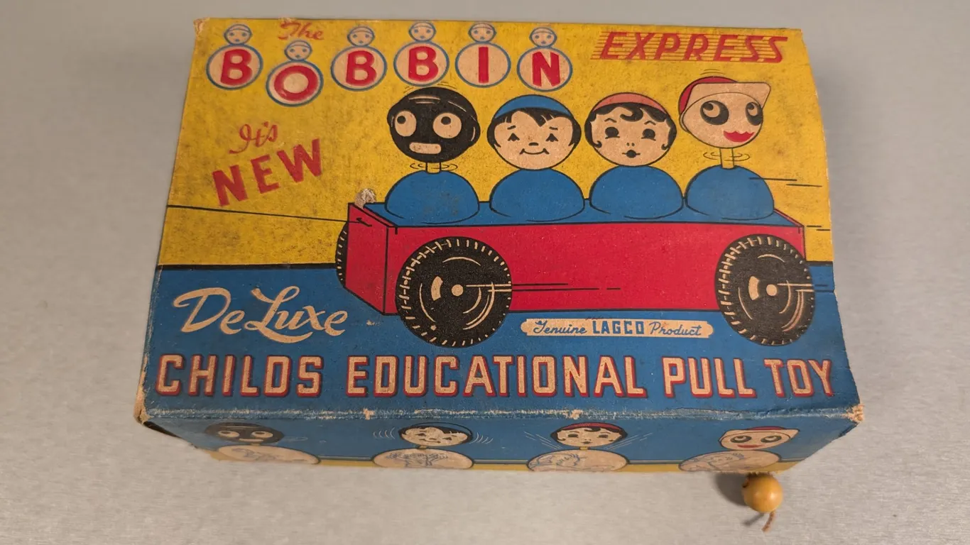 Vintage "The Bobbin Express" Childs Educational Pull Toy
