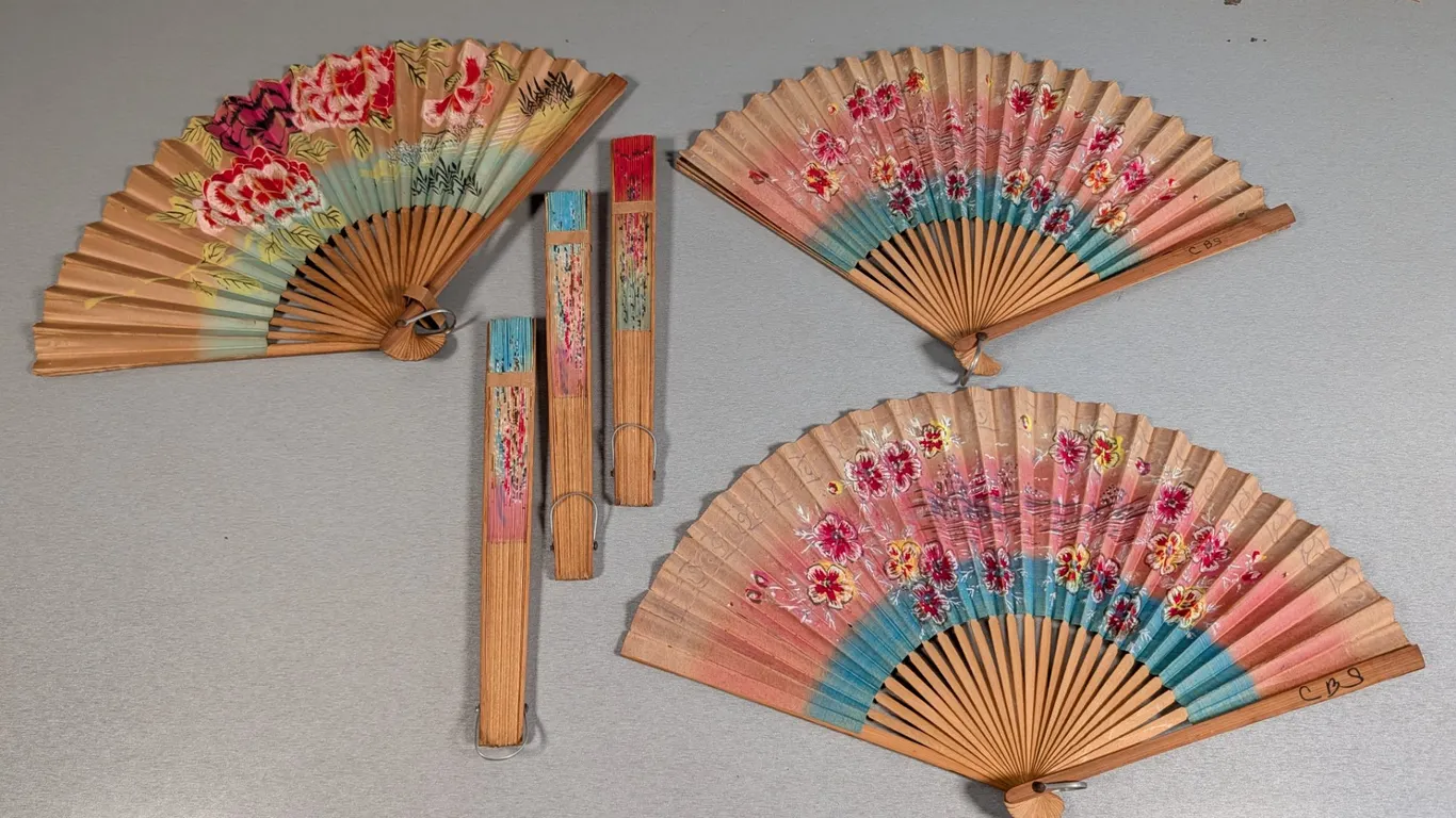 Hand-Painted Wooden Folding Fans
