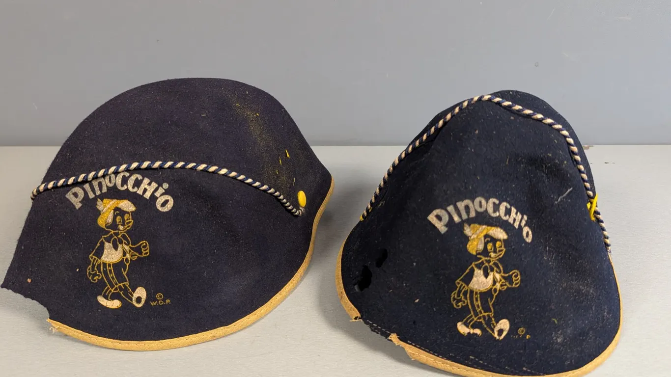 Vintage Disney Pinocchio Felt Hats, Pair