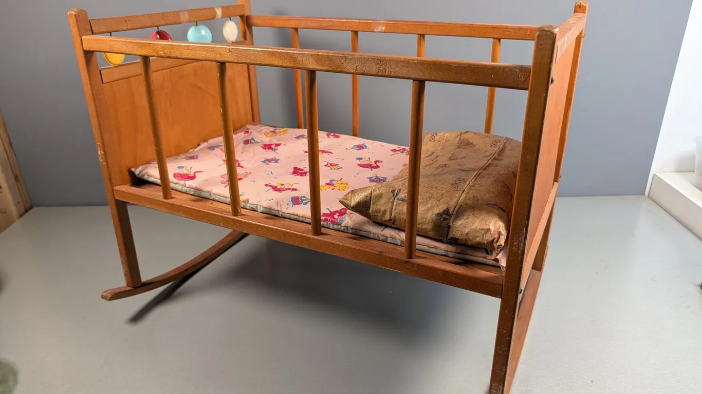 Wooden Doll Rocking Cradle