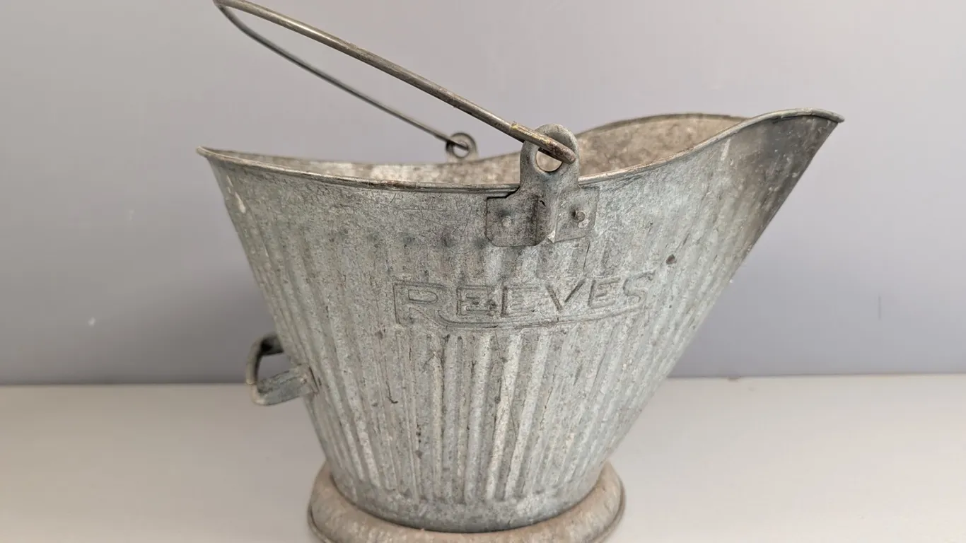 Galvanized Metal REEVES Coal Scuttle