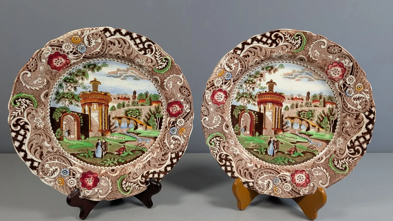 Pair of W.R. Midwinter England "Landscape" Plates