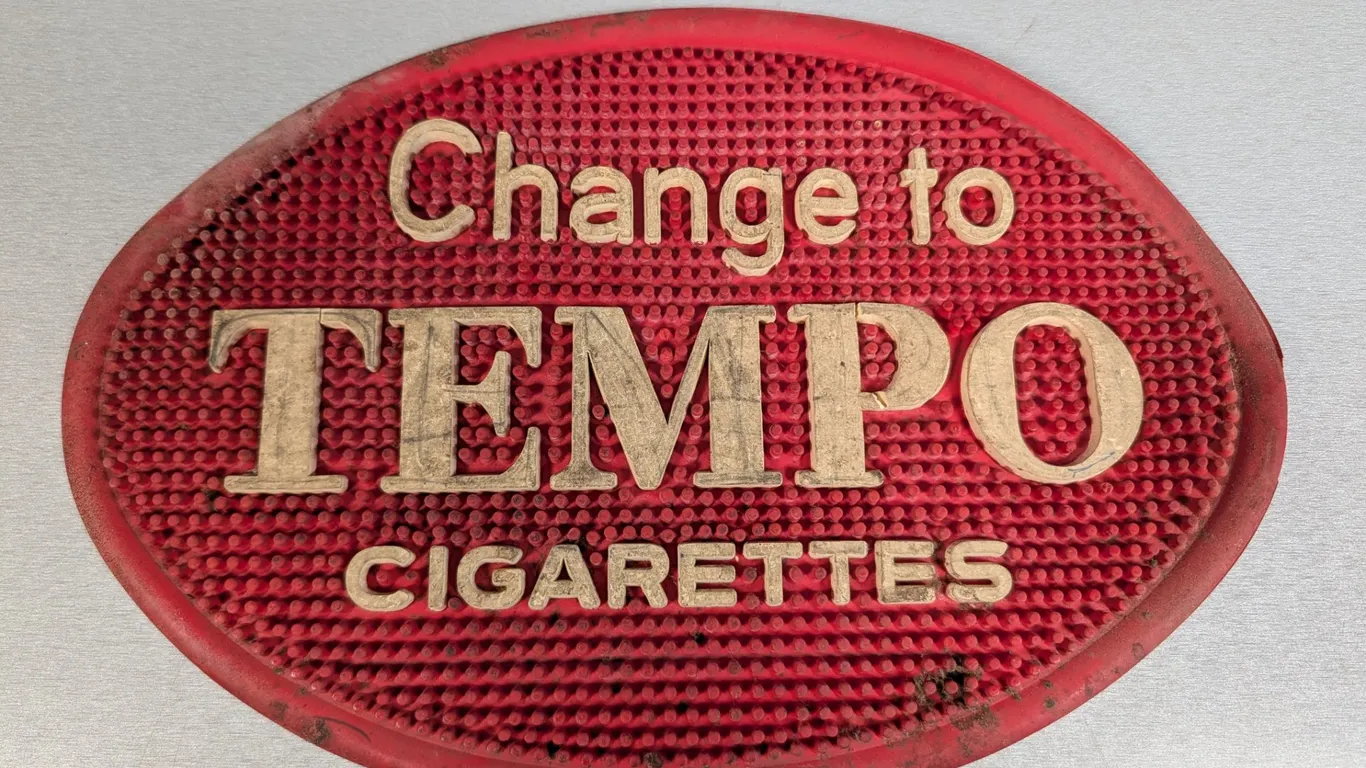 Vintage Tempo Cigarettes Rubber Sign/bar mat