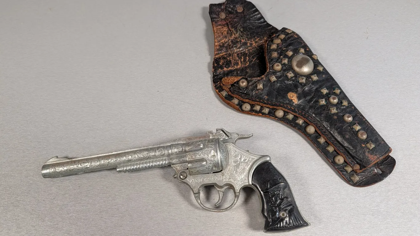 Vintage Kit Carson Toy Cap Gun with Studded Holster