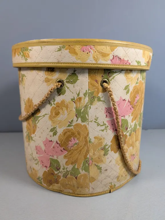 Vintage Floral Sewing Basket with Contents