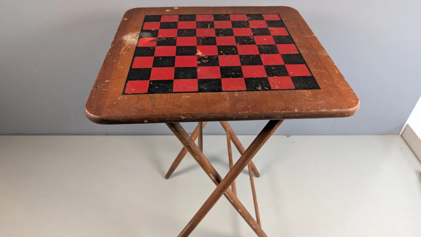 Vintage Wood Folding Checkerboard Table