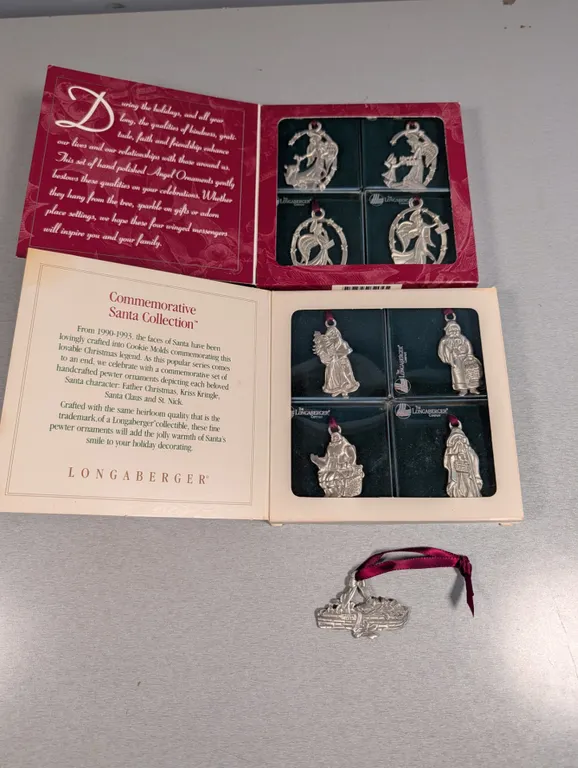 Longaberger Pewter Angel & Santa Christmas Ornament Collections