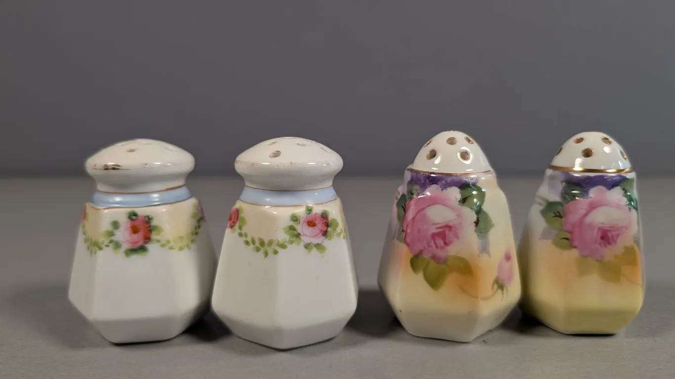 Nippon Floral Porcelain Salt and Pepper Shakers
