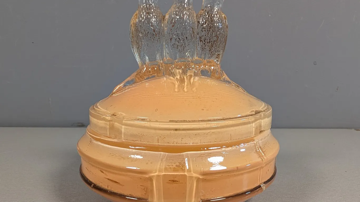 Glass Powder Jar with Birds
