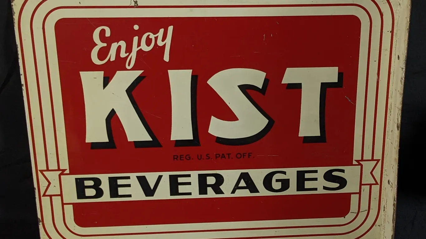 TIN FLANGE SIGN ENJOY KIST BEVERAGES