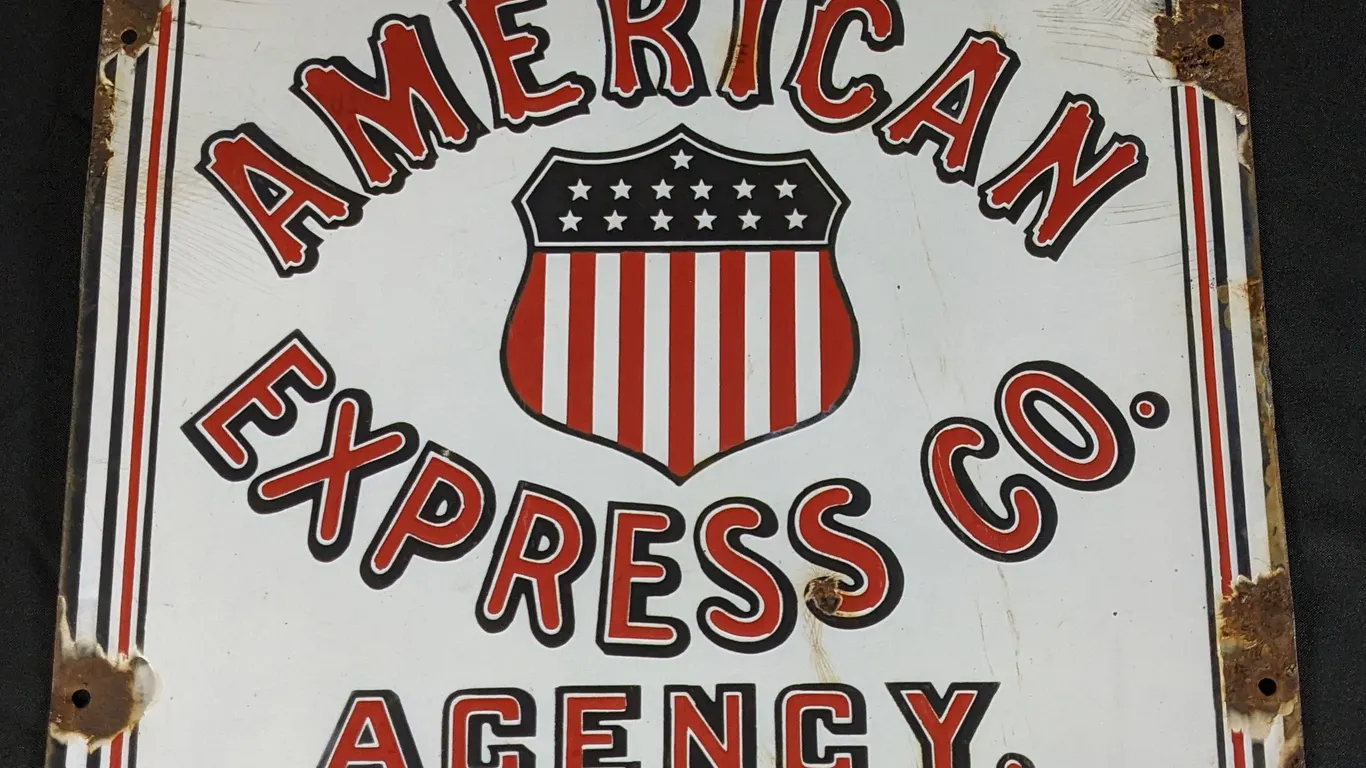 PORCELAIN SIGN AMERICAN EXPRESS CO AGENCY