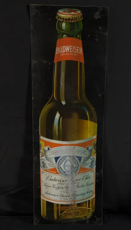PRE PROHIBITION TIN SIGN ANHEUSER BUSCH BUDWEISER LAGER BEER
