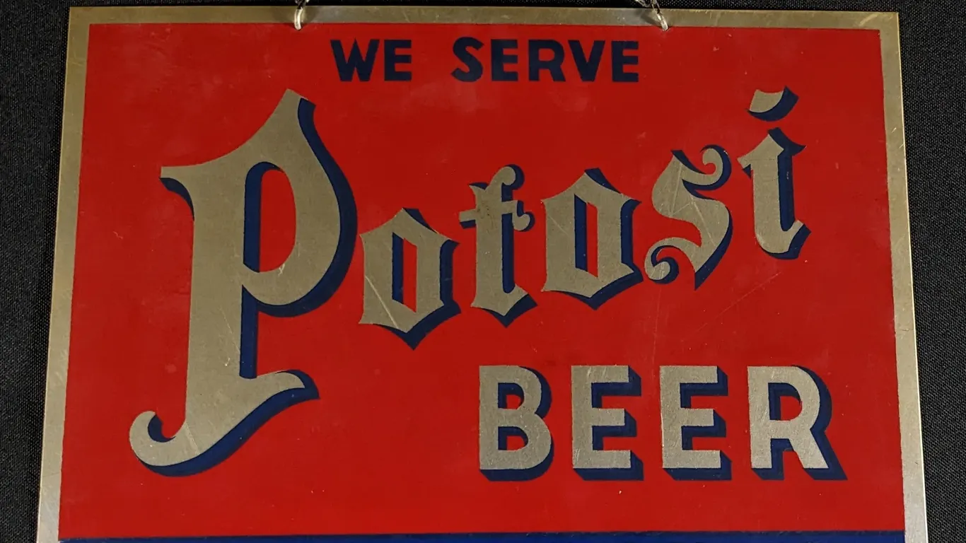 ALUMINUM SIGN WE SERVE POTOSI BEER WISCONSIN