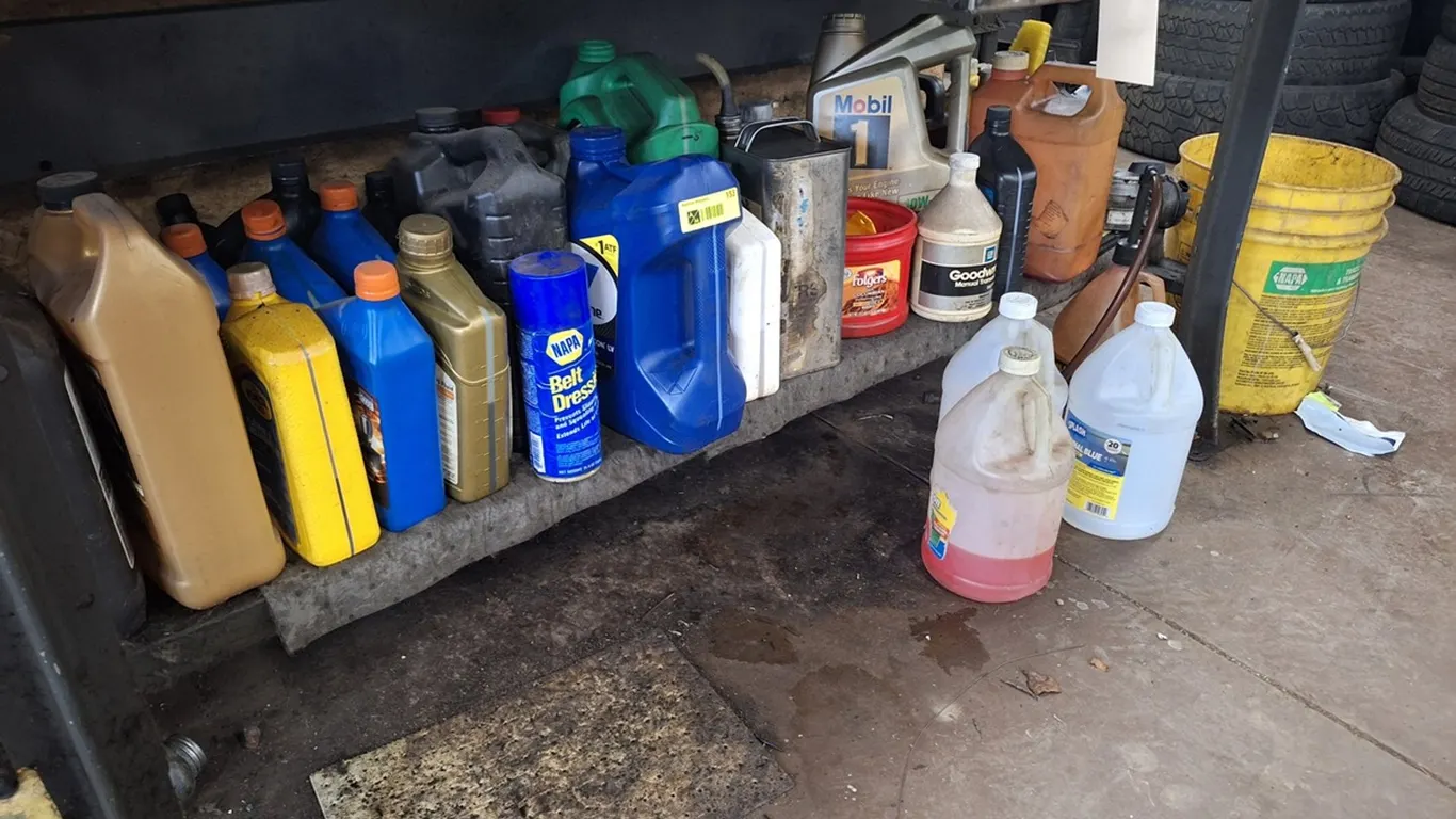 Assorted Fluids on Shelf