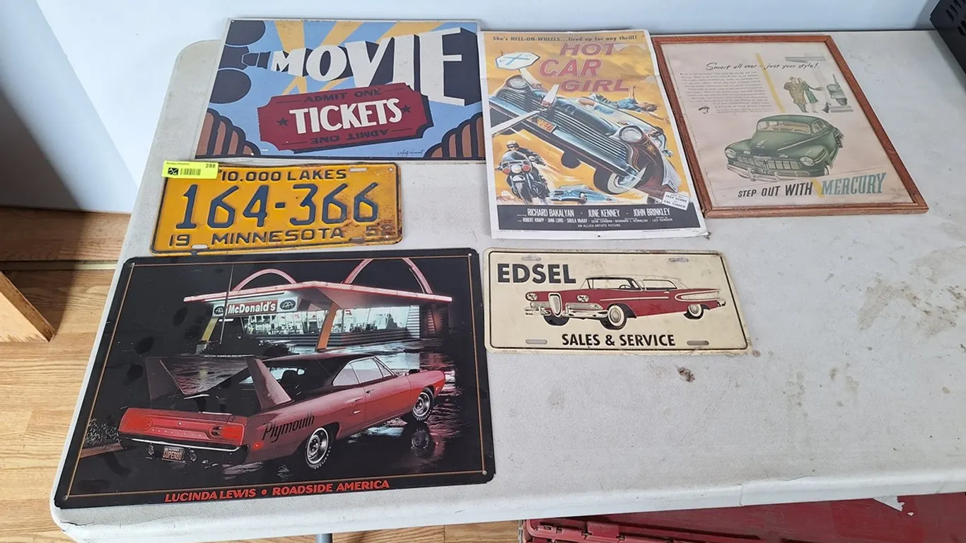 6 Assorted Signs, Some Tin