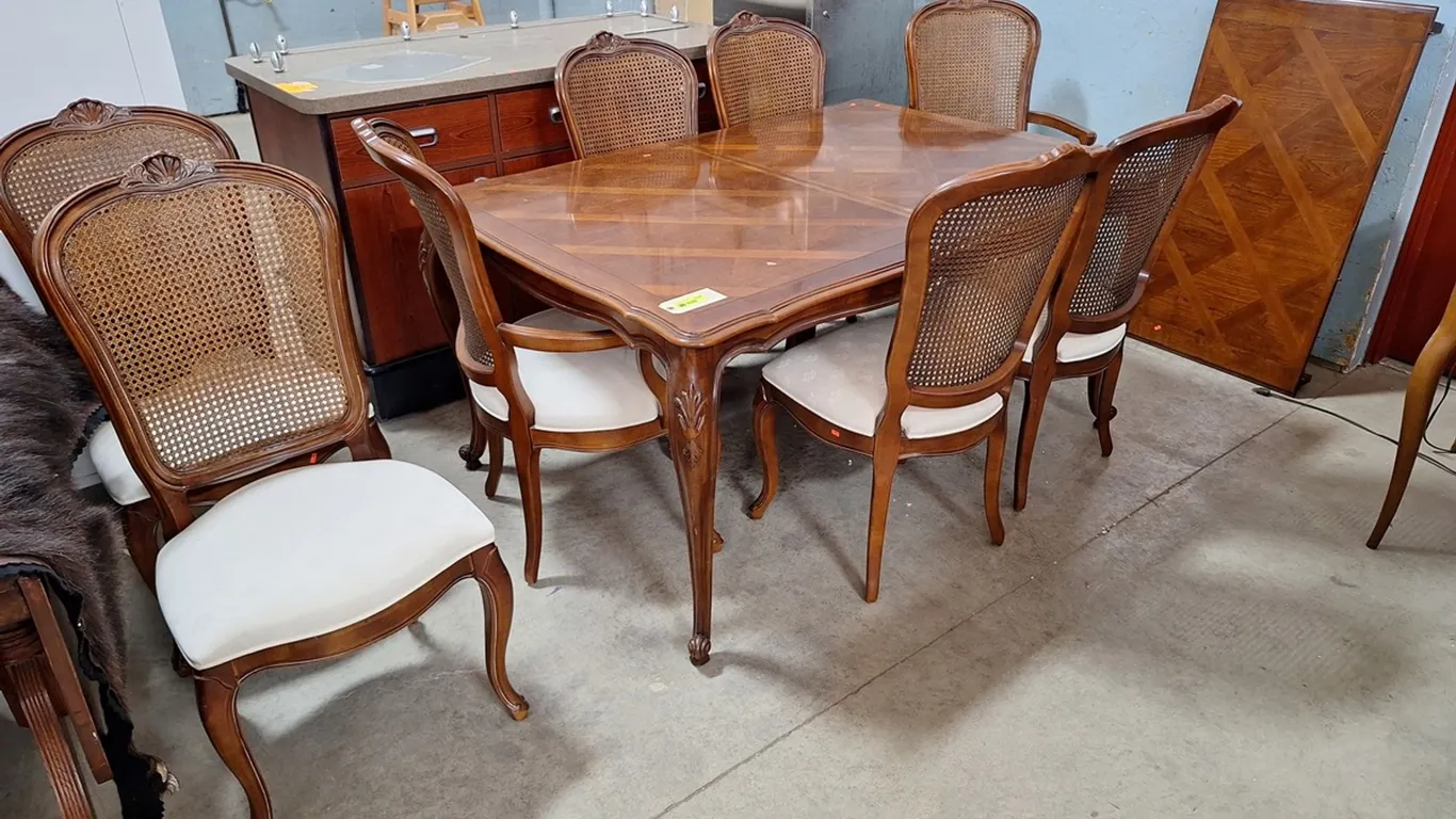 Wood Dining Table 43"x61" with 8 Chairs