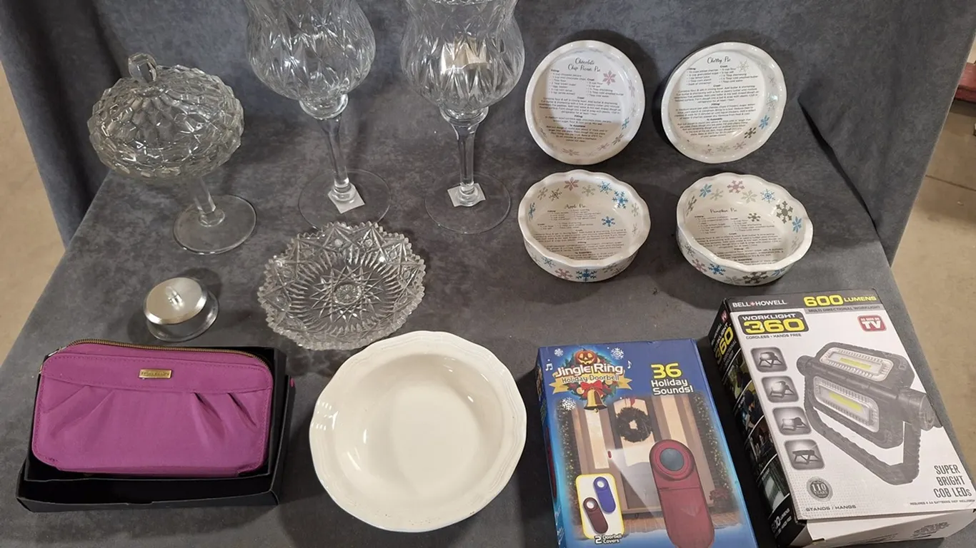 Holiday Doorbell, Cordless Worklight, Dishware, More