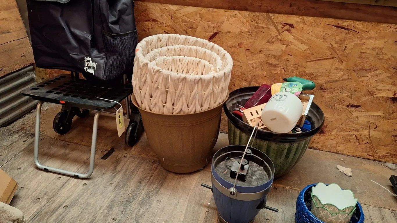 Assorted, Flower Pots, Rope Baskets, Folding Trolley Dolly, More