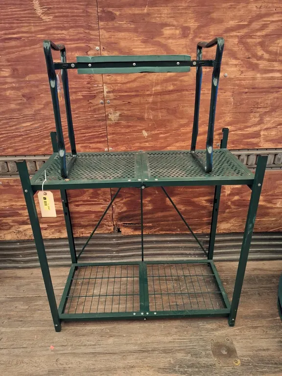 Garden Kneeling Bench 24"x10"x19", Metal 2 Tier Stand 36"x18"x36"