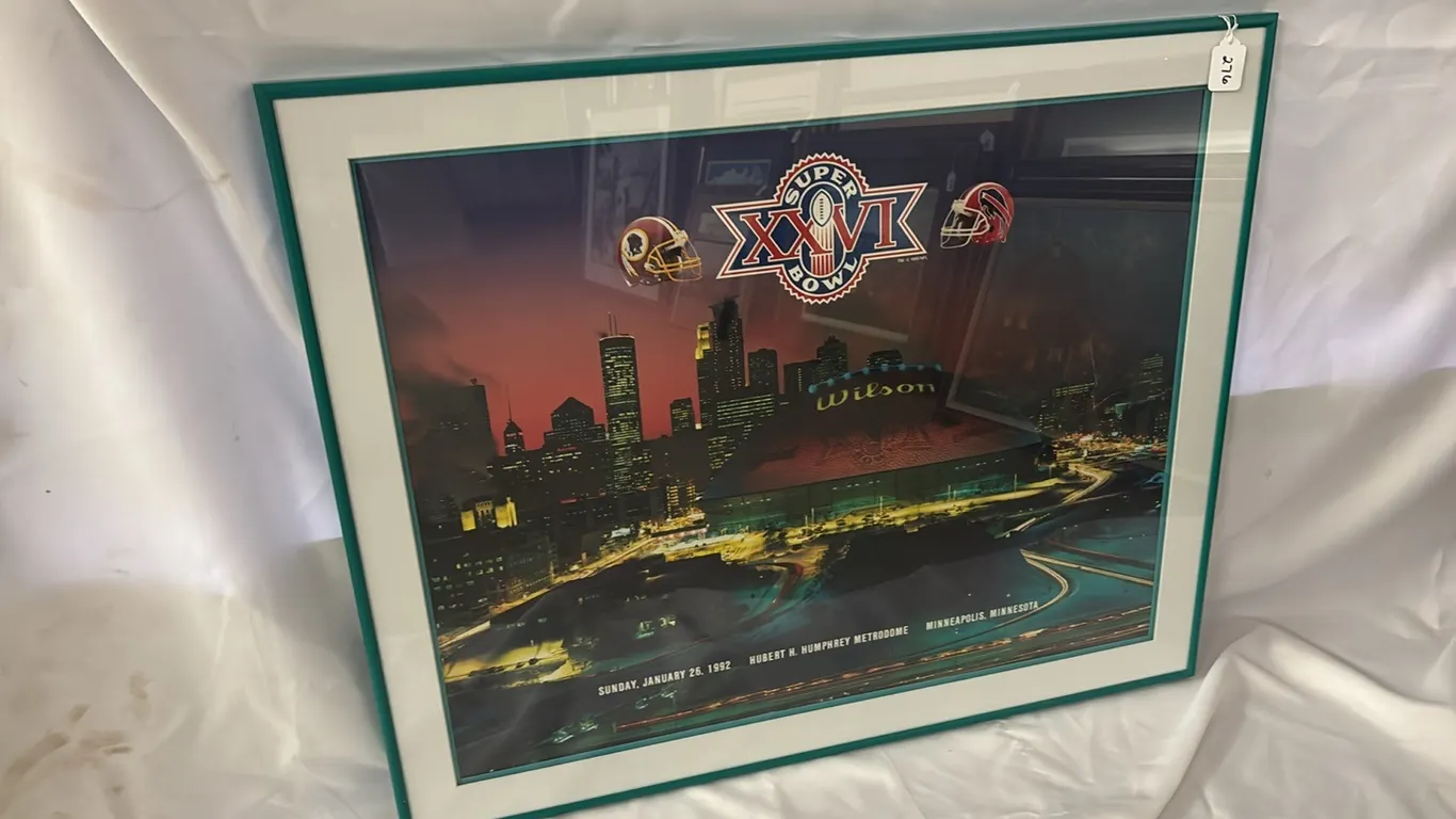 FRAMED POSTER SUPER BOWL XXVI MINNEAPOLIS MINNESOTA