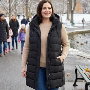 Sanctuary Black Hooded Puffer Vest XL