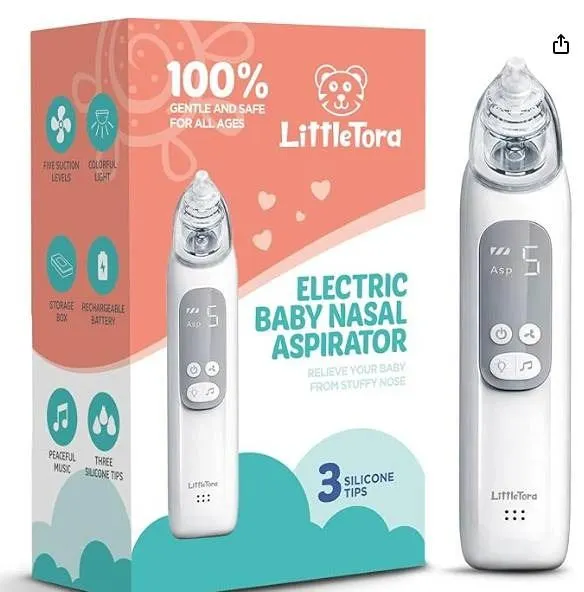 LittleTora Baby Nasal Aspirator with 3 Silicone Tips