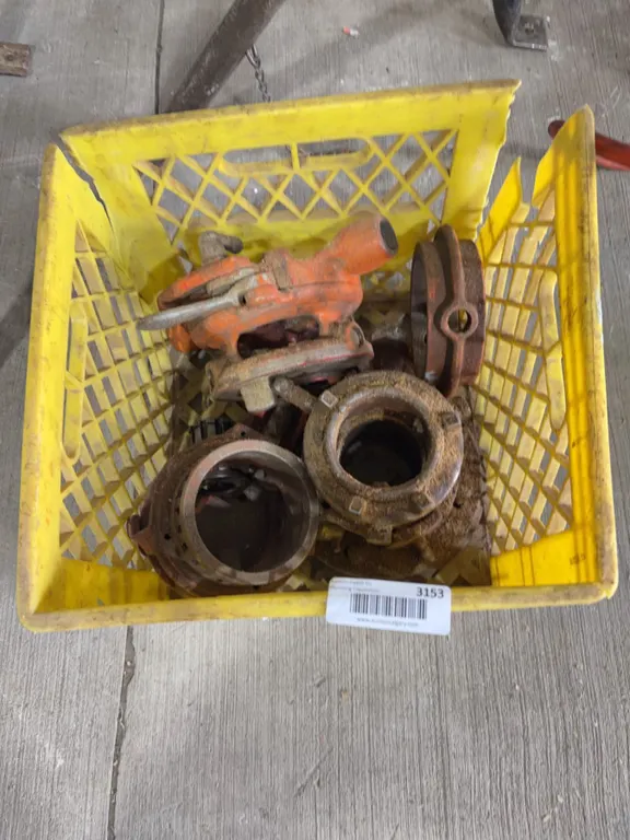 Crate Lot of Assorted Metal Pipe Fittings and Couplings