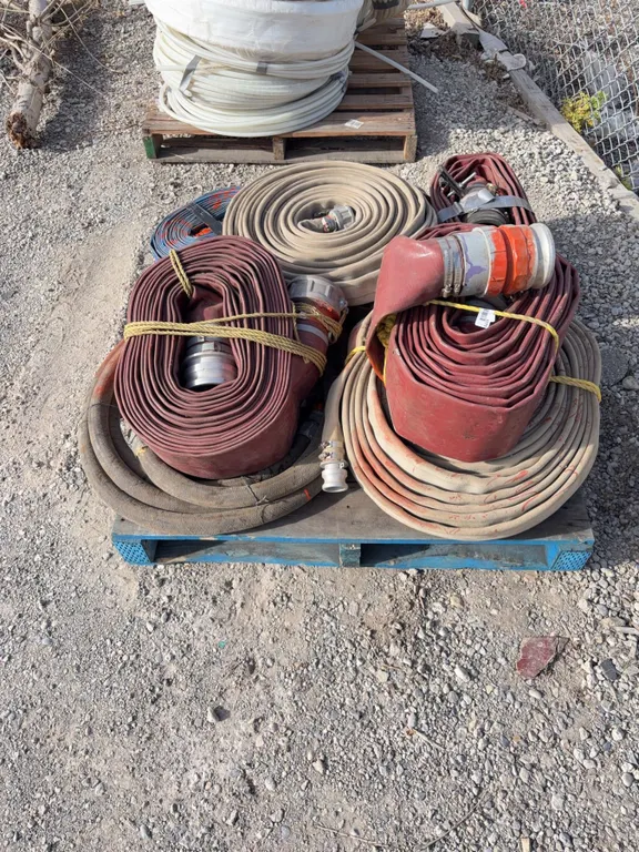 Pallet Lot of Assorted Hoses With Metal Couplings Pallet