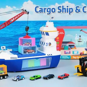 Cute Stone Toy Car Transport Ship Set