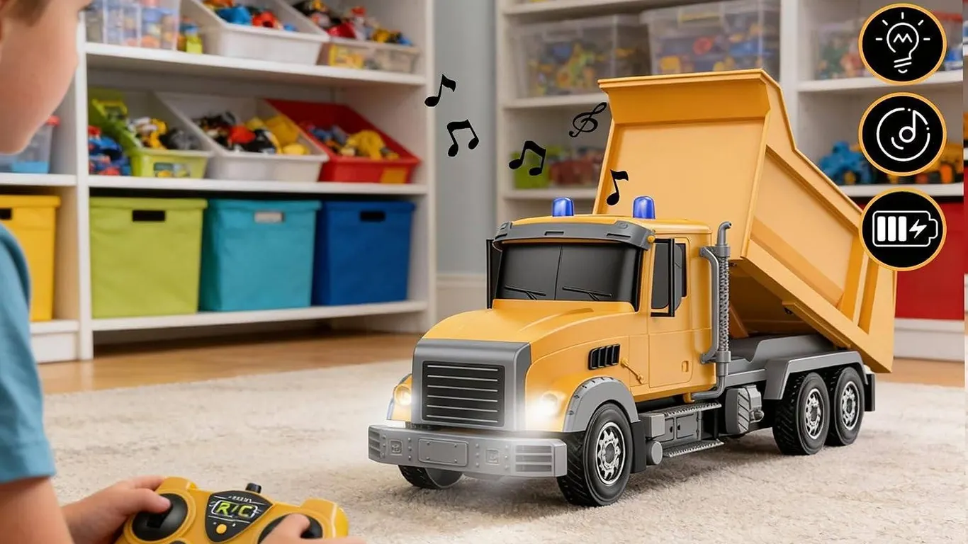 RC Dump Truck Toy 2.4GHz, 6-Function Yellow