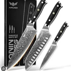 Haugo Damascus Ronin Series 3 Pc Knife Set