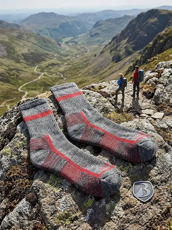 2 Pairs Bridgedale Hike Merino Socks, Size M