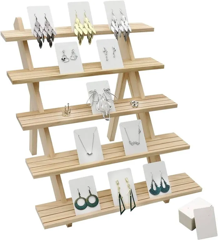 5 Tier Wood Earring Display Stand **Stock image may not be exact**