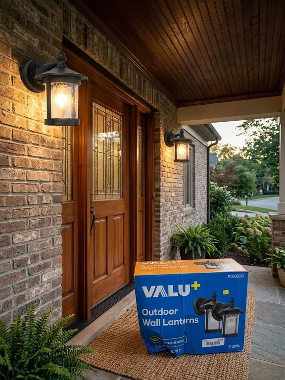 VALU+ Outdoor Wall Lanterns Black 2 Pack