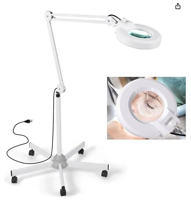 LED Magnifying Floor Lamp with 5-Wheel Base