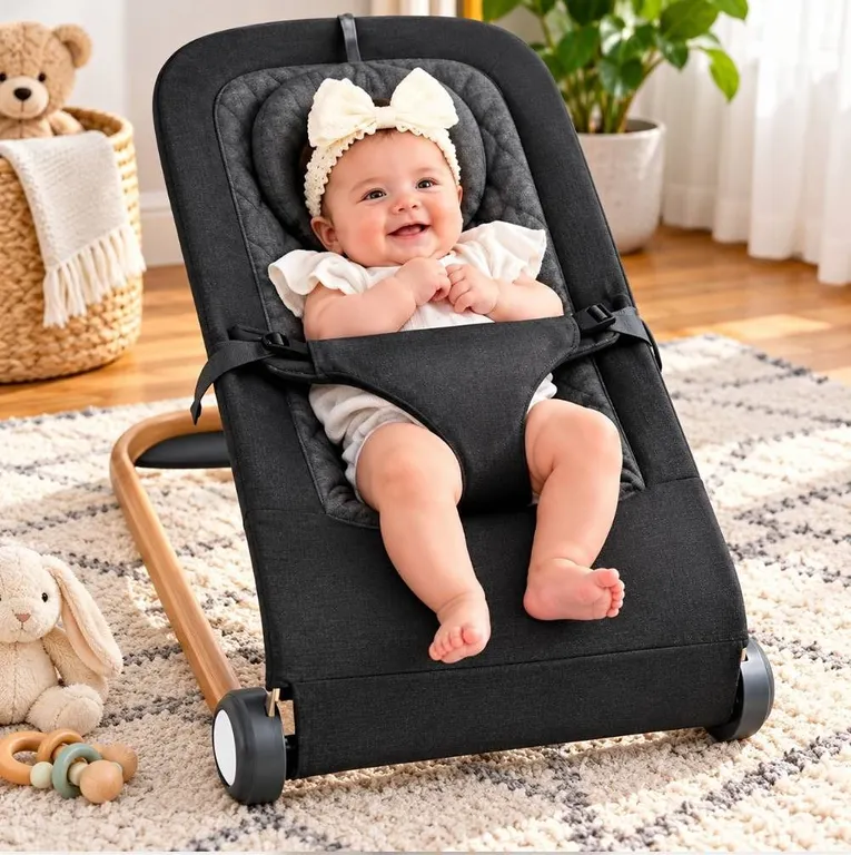 Lil Lavender Garden Baby Bouncer Black