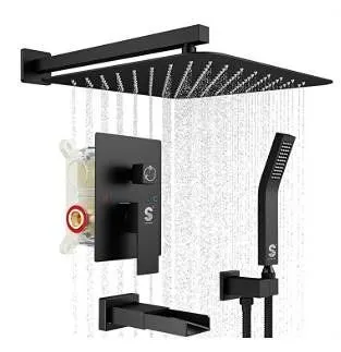 SR Sun Rise Matte Black Rain Shower System