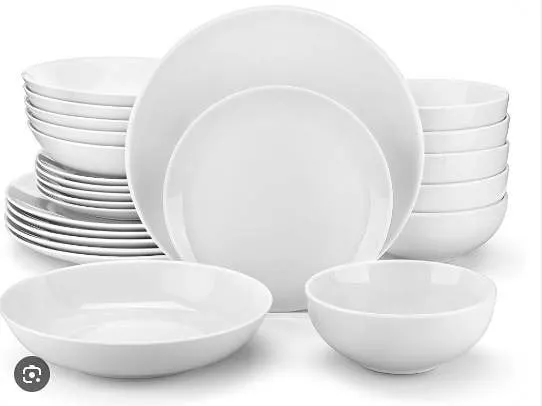 Coupe White Porcelain 24 Piece Dinnerware Set