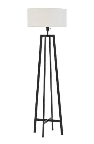 Stone & Beam Deco Metal Frame Living Room Standing Floor Lamp With Light Bulb and White Shade - 18 x
