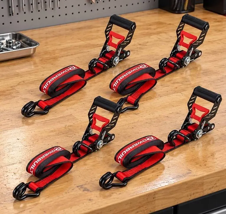 Powerbuilt 4 Pc Ratchet Tie Down Set