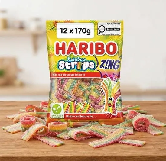 Haribo Rainbow Strips Z!NG 112x70g Candy Bag