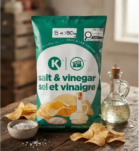 K Salt & Vinegar Potato Chips 8 x 180g