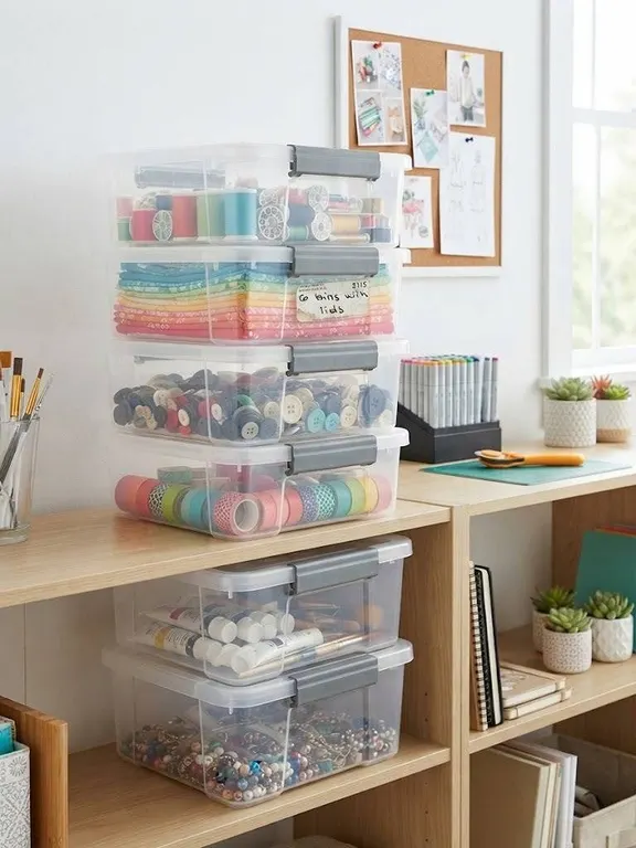 6 Clear Plastic Bins With Lids