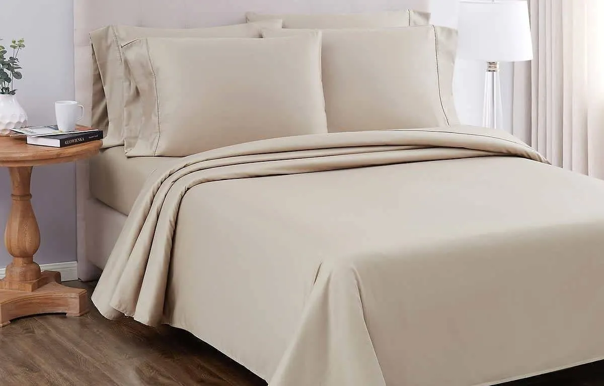 Comfy 4-Piece Queen Bamboo Sheet Set Beige
