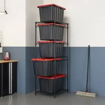 Trinity 5-Tier Storage Bin Rack With 4 Bins