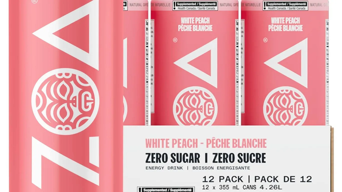 ZOA White Peach 355ml Energy Drink, 12-Pack