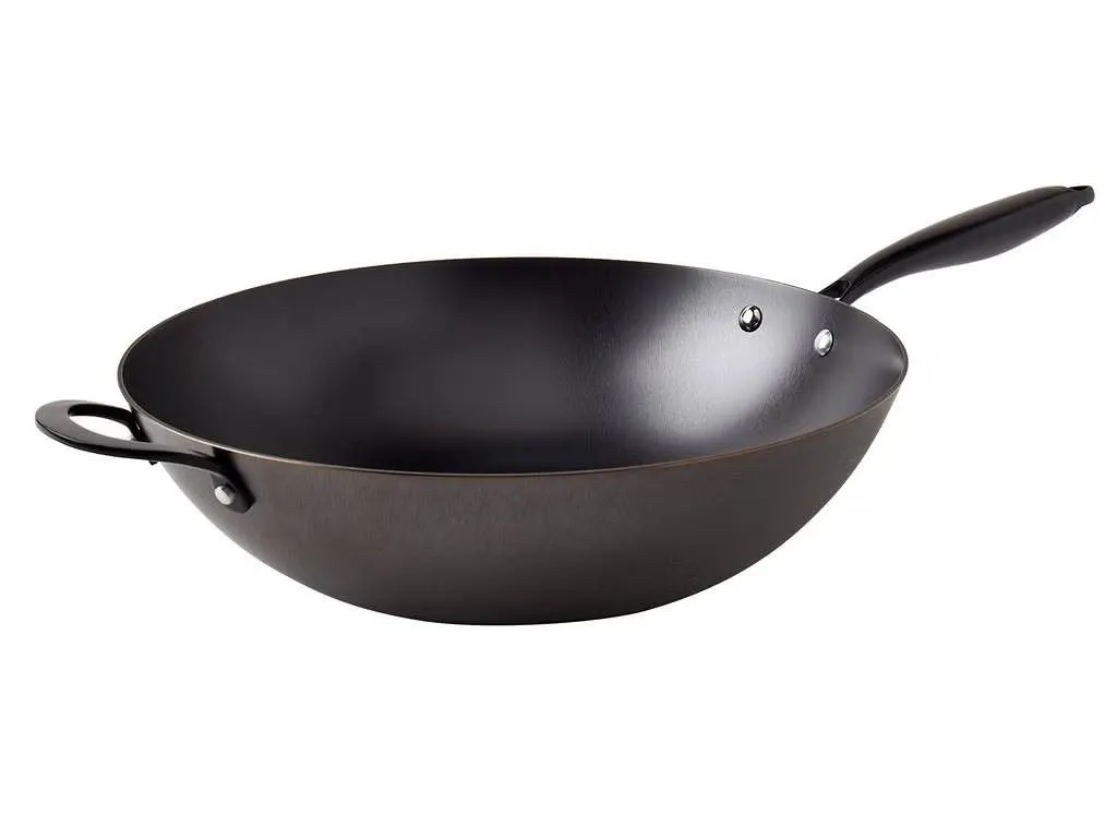 Black Steel Wok With Double Handles