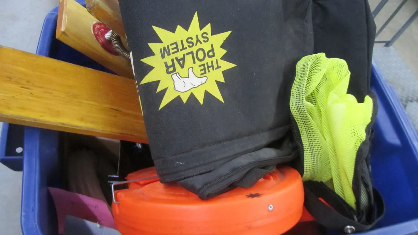 Tub Full Of Assorted Ice Fishing Gear